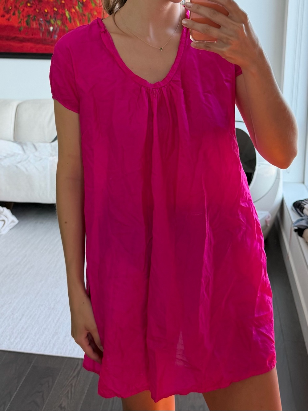 MATTA New York 100% Silk Hot Pink Mini Dress | Size S